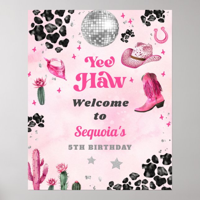 Póster Poster de signo de bienvenida de vaca discoteca ro (Frente)