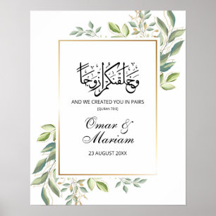 Póster Poster de signo de bienvenida del Boda islámico Eu