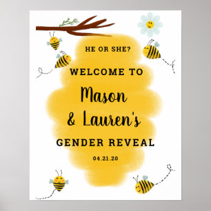 Póster Poster de signo de bienvenida para revelación de s
