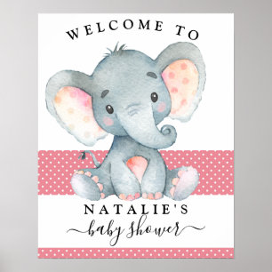 Póster Poster de signo de bienvenida rosa para Elephant C