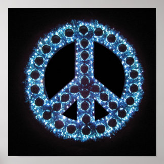 Póster poster de signo de paz azul