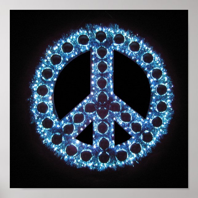 Póster poster de signo de paz azul (Frente)