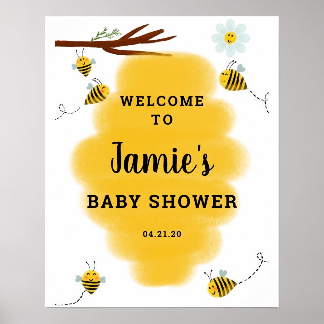 Póster Poster de signos de bienvenida de Baby Shower Bumb (Frente)