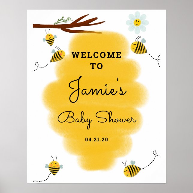 Póster Poster de signos de bienvenida de Baby Shower Bumb (Frente)