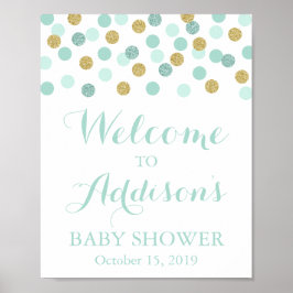 Póster Poster de signos de bienvenida de Baby Shower Mint