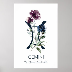 Póster Poster de signos de estrella del zodiaco de Gemini