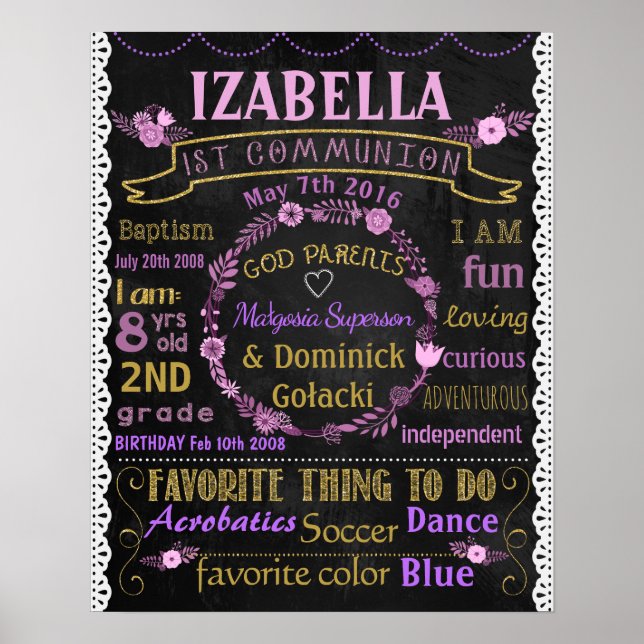 Póster poster de signos de pizarra de flor de primera com (Frente)