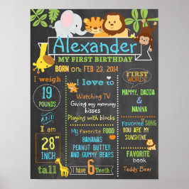 Póster Poster de signos de primer cumpleaños de Fiesta de