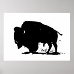 Póster Poster de Silhouette de Pop Art Buffalo Bison<br><div class="desc">Imágenes históricas y obras de arte norteamericanas modernas - Fotografía de arte pop digitalmente editada</div>