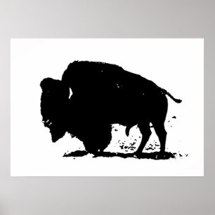 Póster Poster de Silhouette de Pop Art Buffalo Bison