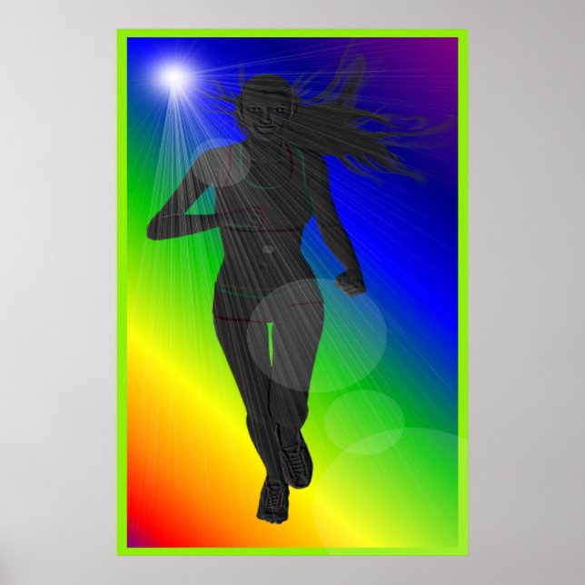 Póster Poster de Silhouette Lady Rainbow Runner (Frente)