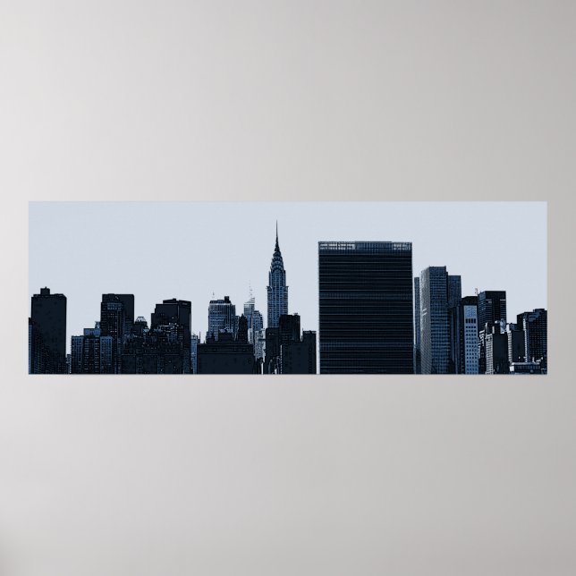 Póster Poster de Silhouette Skyline de Nueva York (Frente)
