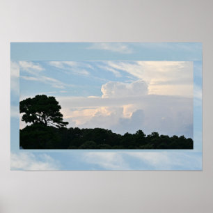 Póster Poster de silueta de árbol con nubes