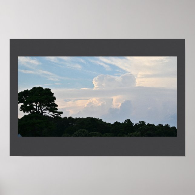 Póster Poster de silueta de árbol con nubes (Frente)