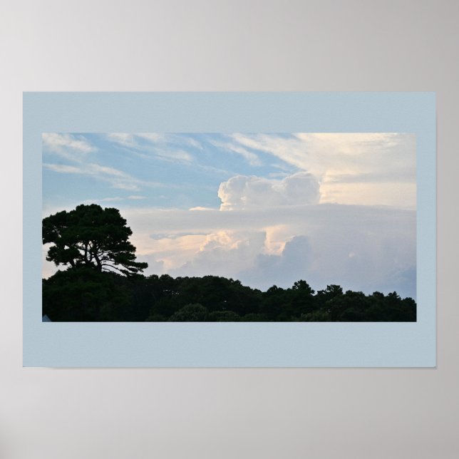 Póster Poster de silueta de árbol con nubes (Frente)
