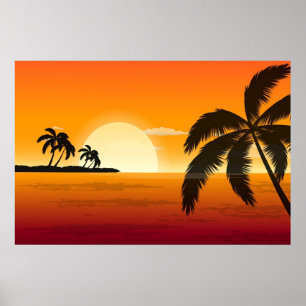 Póster poster de silueta de árbol de palma