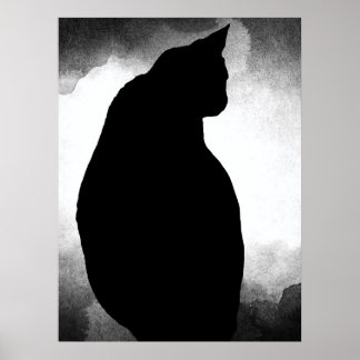 Póster Poster de silueta de gato negro
