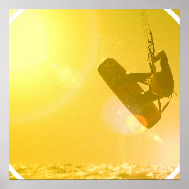 Póster Poster de silueta de Kitesurfing (Frente)