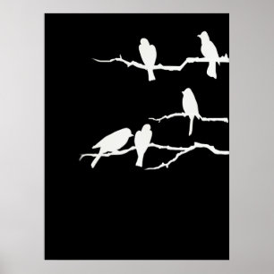 Póster Poster de silueta de pájaro blanco