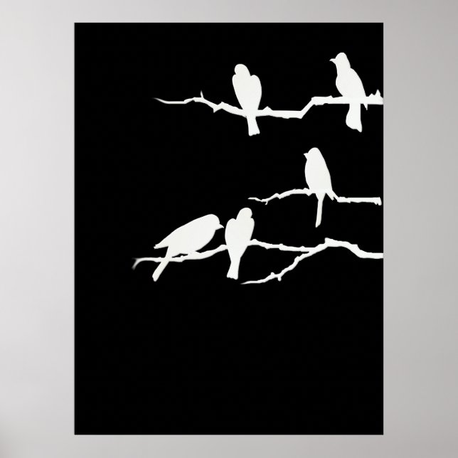 Póster Poster de silueta de pájaro blanco (Frente)