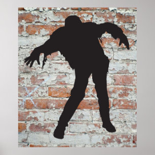 Póster poster de silueta zombie caminando