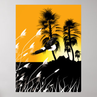 Póster Poster de siluetas de verano del desierto del Águi
