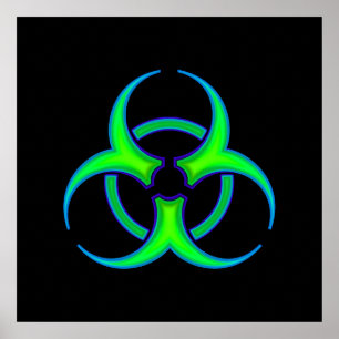 Póster Poster de símbolo de riesgo biológico verde