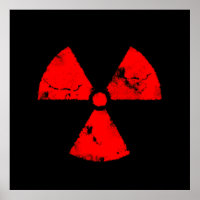 Poster de símbolos de radiación roja alterada