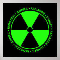 Poster de símbolos de radiación verde