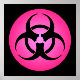 Póster Poster de símbolos de riesgo biológico rosa