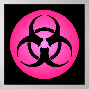 Póster Poster de símbolos de riesgo biológico rosa