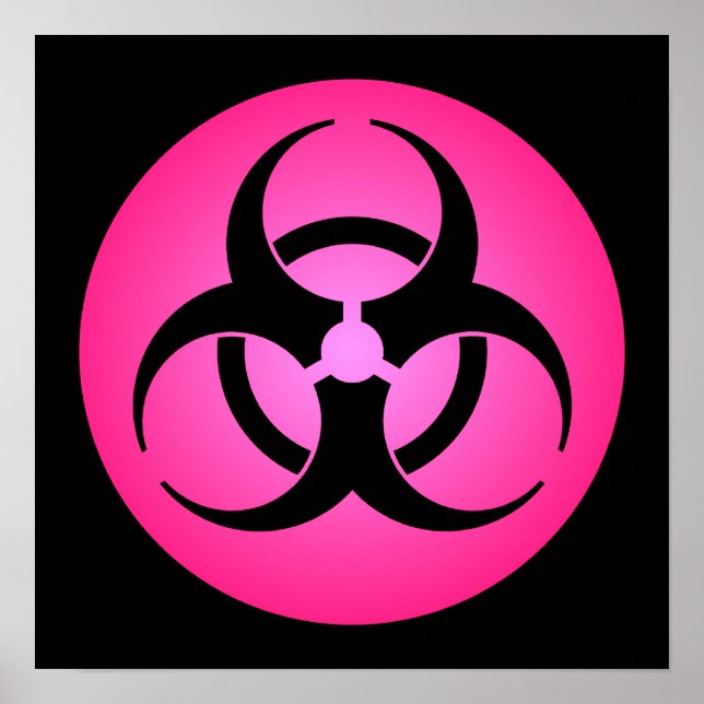 Póster Poster de símbolos de riesgo biológico rosa (Frente)