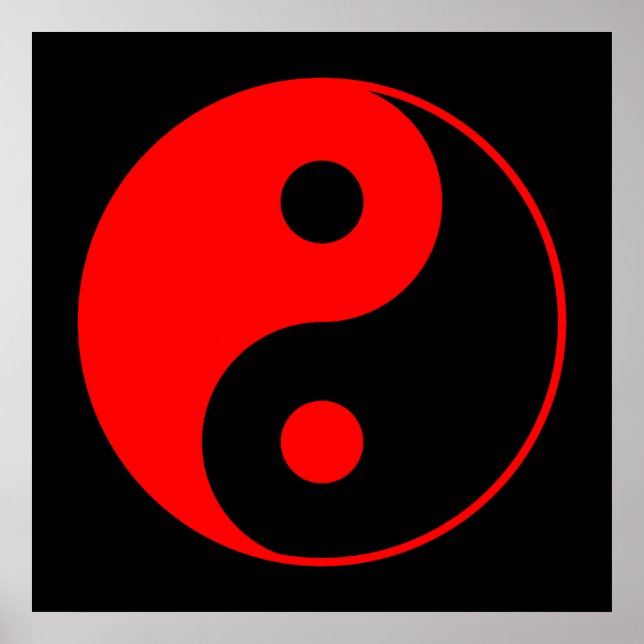 Póster Poster de símbolos de Yang rojo y negro (Frente)
