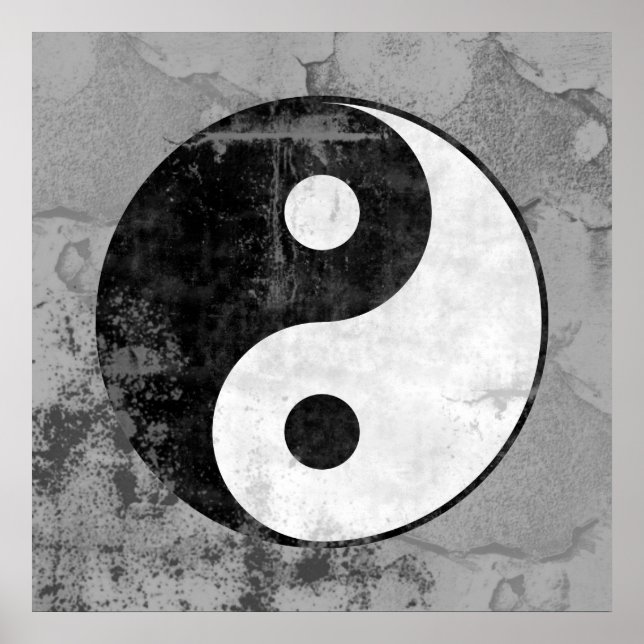 Póster Poster de símbolos de Yin Yang con problemas (Frente)