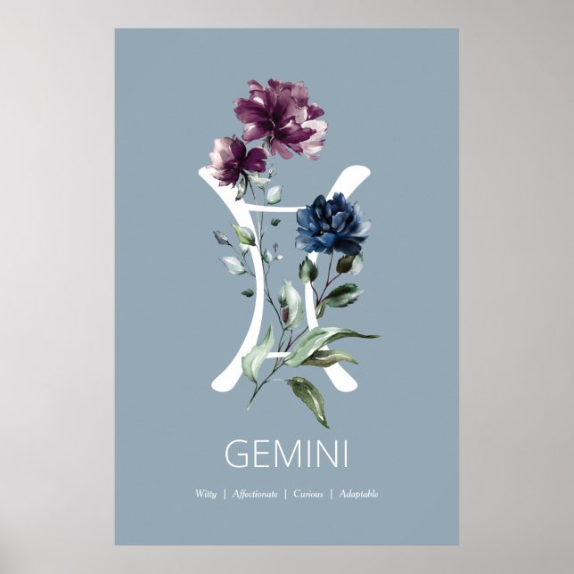 Póster Poster de símbolos zodiaco de Gemini (Frente)