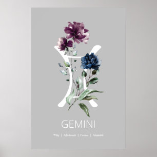 Póster Poster de símbolos zodiaco de Gemini