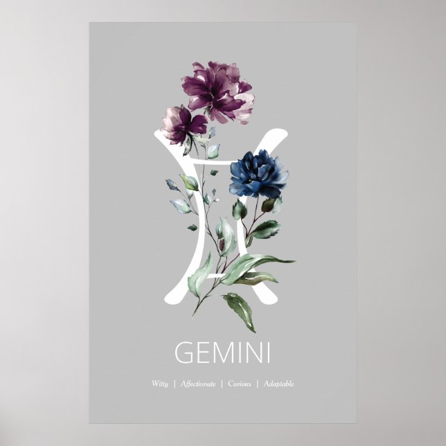 Póster Poster de símbolos zodiaco de Gemini (Frente)