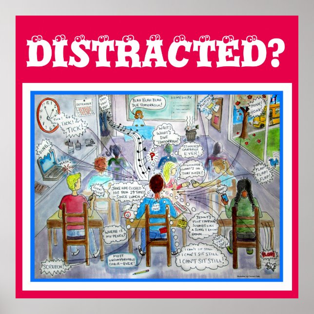 Póster POSTER de Síntomas TDAH: "Distracción" (Frente)