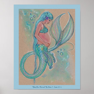 Póster Poster de sirena azul bebé por Renee Lavoie