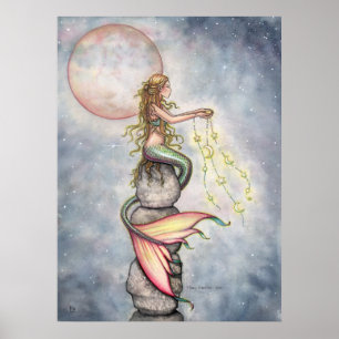 Póster Poster de sirena con cielo estrellado por Molly Ha