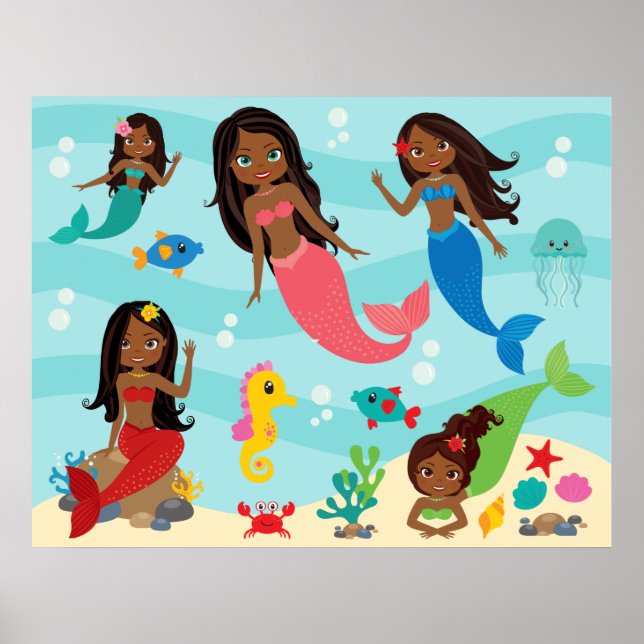 Póster Poster de sirenas afroamericanas (Frente)