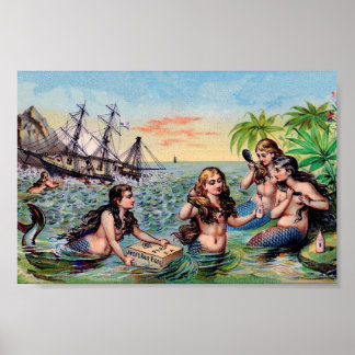 Póster Poster de Sirenas Vintage
