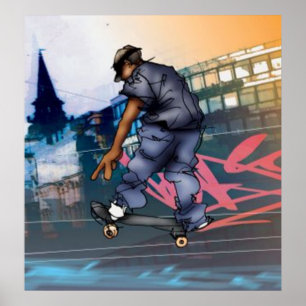 Póster Poster de Skateboarder Urbano