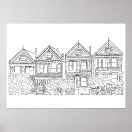 Póster Poster de sketch de damas pintadas de San Francisc