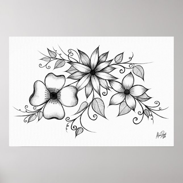 Póster Poster de sketch trifloral (Frente)