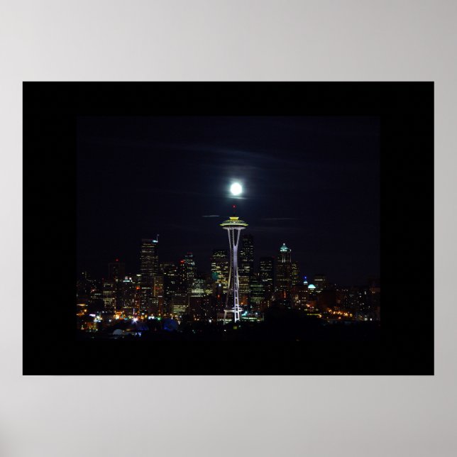 Póster Poster de Skyline de Seattle (Frente)