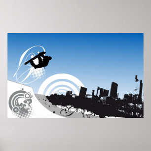 Póster Poster de Snowboard de estilo libre urbano