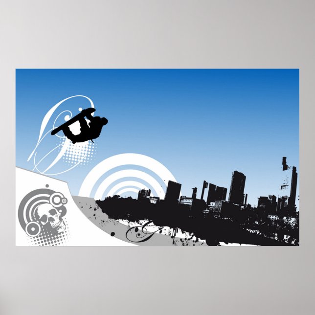 Póster Poster de Snowboard de estilo libre urbano (Frente)