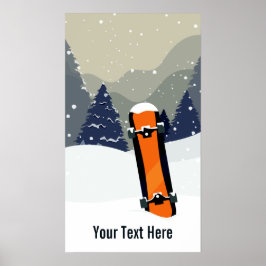 Póster poster de Snowboard personalizado Text Winter