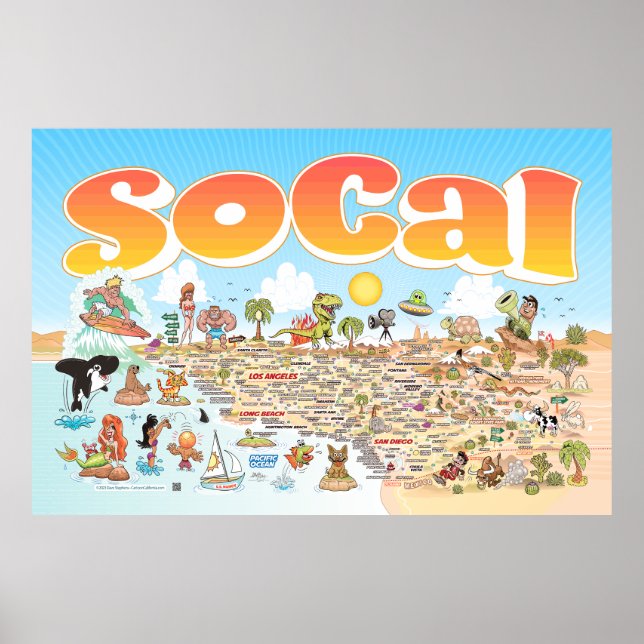Póster poster de SoCal gigante de 60x40 (Frente)